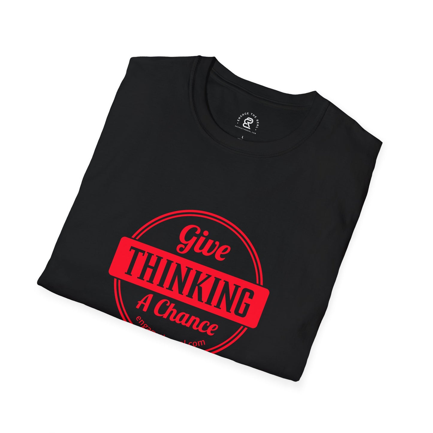 Give Thinking a Chance T-Shirt — Retro Badge Graphic Tee