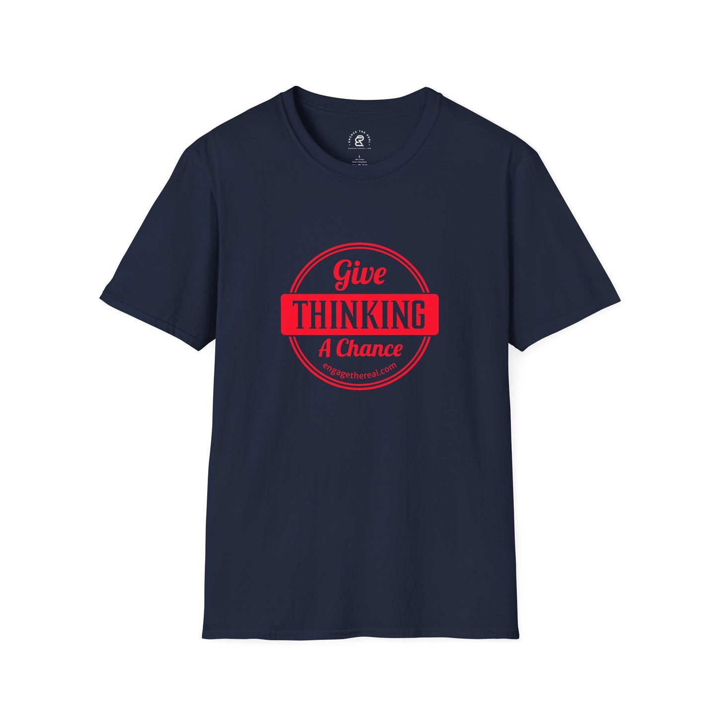 Give Thinking a Chance T-Shirt — Retro Badge Graphic Tee