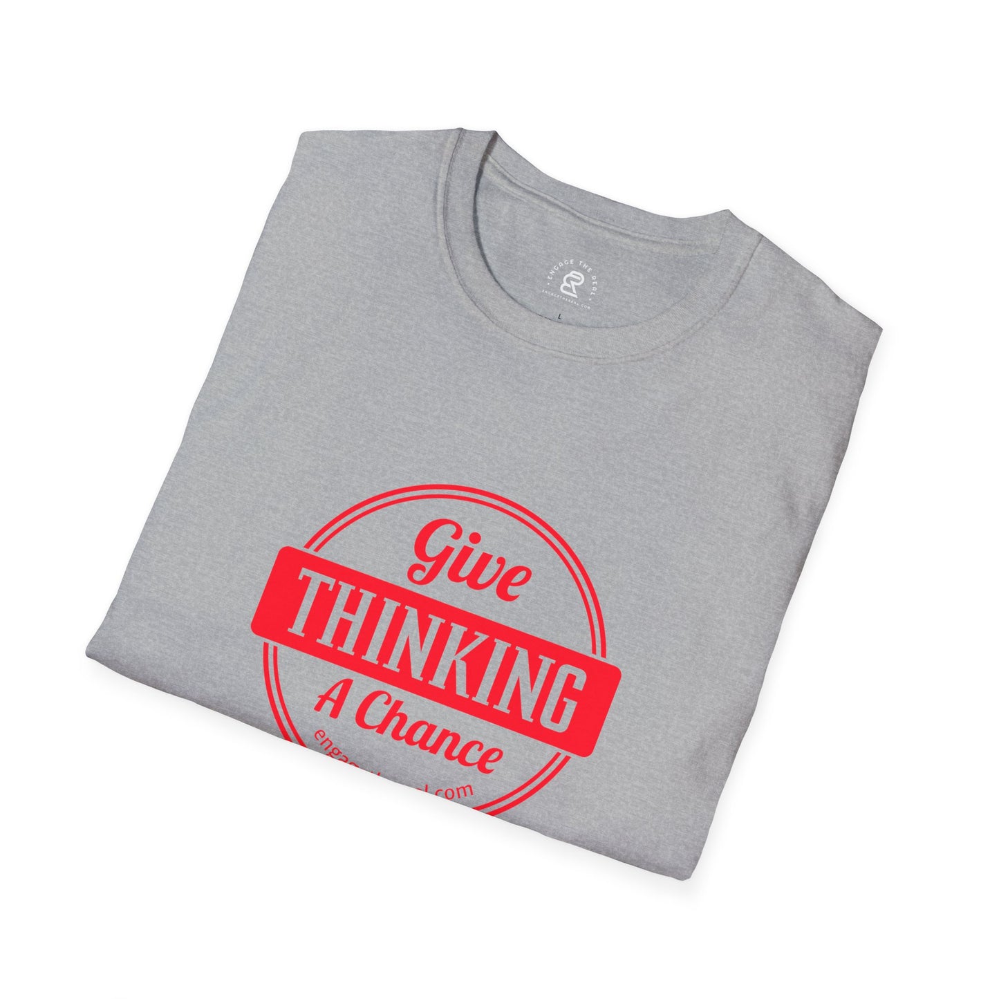 Give Thinking a Chance T-Shirt — Retro Badge Graphic Tee